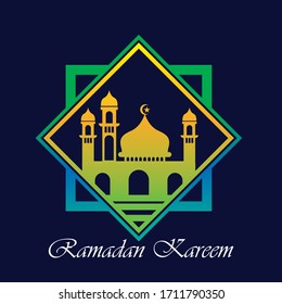 Ramadan Kareem with Mosque on background illustration Islamic Design Vector