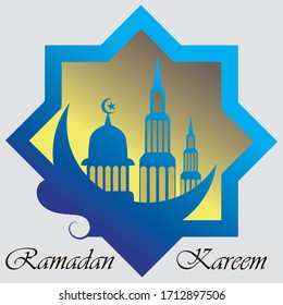 Ramadan Kareem with Mosque on background illustration Islamic Design