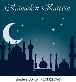 Ramadan Kareem with Mosque on background illustration Islamic Design Vector