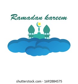 Ramadan kareem mosque on the clouds vektor design