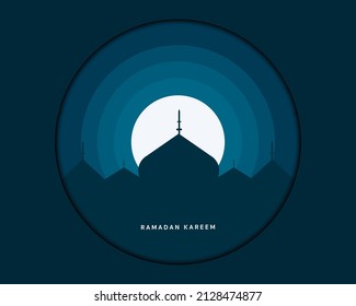 Ramadan Kareem Moschee Silhouette Vorlage