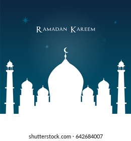 Ramadan Kareem with mosque, vector illustration.