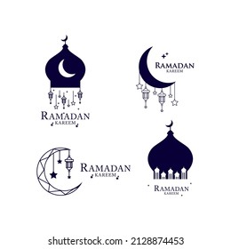 Ramadan kareem, mezquita. Plantilla de icono del logotipo del vector