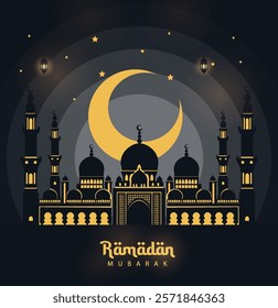 Ramadan kareem mubarak background vector illustration for greeting