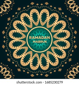 Ramadan Kareem or Mubarak, Ramadan Kareem beautiful greeting card with a mandala, template for menu, invitation, poster, banner, card for the celebration of the Muslim community festival