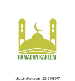 Ramadan Kareem and Ramadan Mubarak Design. Flat Design Vector Template for Label, Sticker, Poster, Flyer, Banner. Islamic Mosque, Moon and Star Ornament