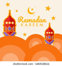 Ramadan Kareem Mubarak Greeting Card. Happy & Holy Ramadan. Month of fasting for Muslims. Arabic Calligraphy. mosque, Lantern and pattern design . paper cut design. 3D luxury design. 