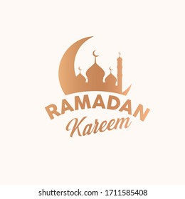 Ramadan Kareem Mubarak Greeting Card. Happy & Holy Ramadan. Month of fasting for Muslims. Arabic Calligraphy. logo in arabic letters with mosque and pattern. paper cut design. 3D design.