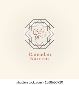 Ramadan kareem, Ramadan Mubarak greeting template islamic crescent and arabic lantern vector illustration With contemporary Arabic Calligraphy 