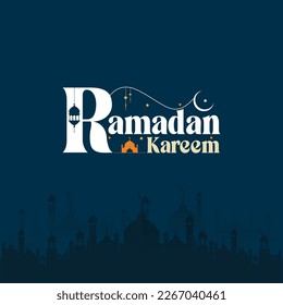 Ramadan Kareem - Ramadan Mubarak Identity on blue background