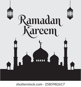 Ramadan Kareem Ramadan mubarak simple  greeting vector illustration