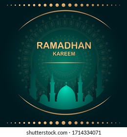 RAMADAN KAREEM OR RAMADAN MUBARAK. Template for card for the celebration of the Muslim community festival