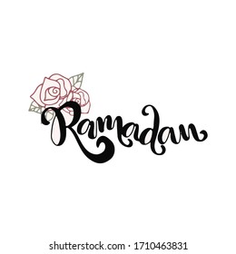 Ramadan Kareem, tipografía de Mubarak. Tipografía simple para tarjetas de felicitación. Fiesta islámica. Feliz Ramadán. Caligrafía del Ramadán. Mes de ayuno para musulmanes sobre fondo blanco Decoración del Vector EPS.