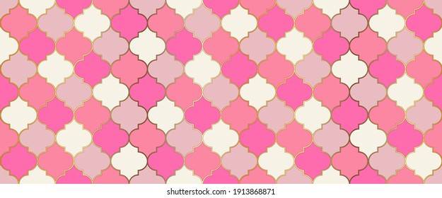 Ramadan Kareem Muslim Background. Eid Mubarak Islamic Decoration. Traditional Ramadan Mosque Golden Shape. Moroccan Seamless Mosaic Pattern. Seamless Moroccan Design Iranian Mosque Window Tile.