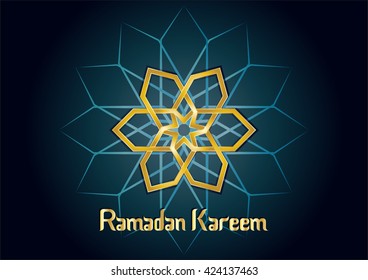 Ramadan kareem - muslim islamic holiday celebration greeting card or wallpaper with arabic floral round ornaments, arabesque mandala and calligraphy