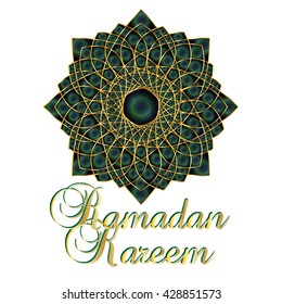 Ramadan kareem - muslim islamic holiday celebration greeting card or wallpaper with arabic floral round ornaments, arabesque mandala