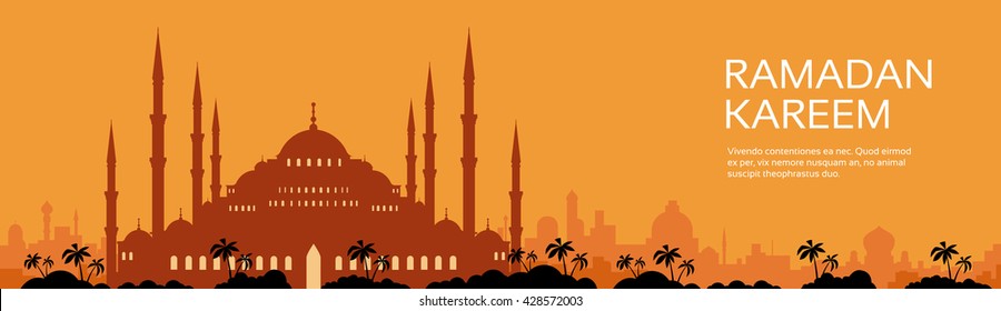 Ramadan Kareem Muslim Religion Holy Month Flat Vector Illustration