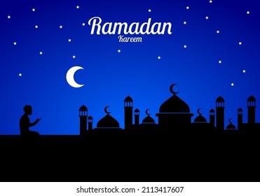 ramadan kareem night background or siluet