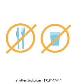 Ramadan kareem no eating no drinking sign. solated on a white background. Avoid eating and drinking in muslim fasting month in public during. Vector illustration