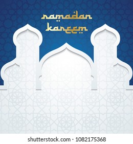 Ramadan kareem or Noble Ramadan in English poster design. Ramadan and Islamic theme greeting card and poster design template.