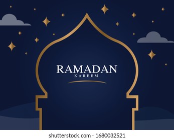 Ramadan Kareem on Night Background - EPS 10 Vector