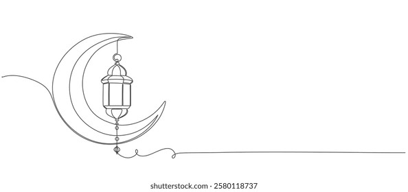 Ramadan kareem one line continous vector illustration
