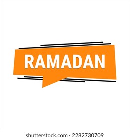 Ramadan Kareem Orange Vector Callout Banner with Moon and Arabic Typography