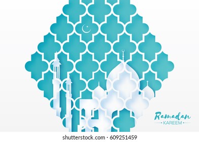 Ramadan Kareem. Origami Mosque Window. Holy month