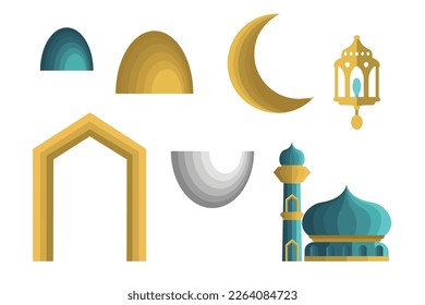 ramadan kareem ornament collection. Islamic background. Ramadhan month. Muslim. mosque. and moon