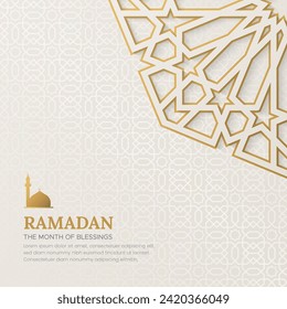 Ramadan Kareem ornamental greeting card with Arabic pattern and decorative frame