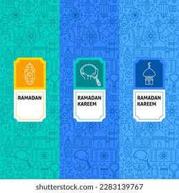 Ramadan Kareem Package Labels. Vector Illustration of Outline Design.
