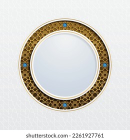 Ramadan Kareem paper Circle. Holiday design for Muslim festival, islamic pattern. Vector illustration