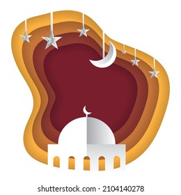 Ramadan Kareem paper cut background vector illustration design
