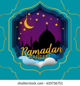 Ramadan Kareem paper cut banner 
