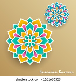 Ramadan Kareem with paper graphic of islamic
