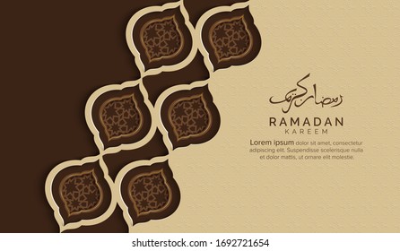 Ramadán kareem con fondo de patrón y diseño de adorno de corte