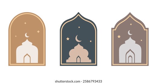 Ramadan kareem pattern. Collection islamic card, poster. Minimalis design. Vector illustration