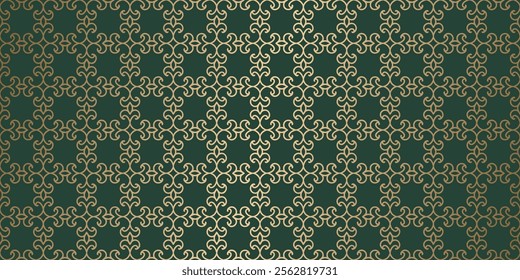 Ramadan kareem pattern gold background green