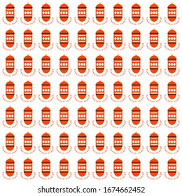 Ramadan kareem pattern with lanterns on white background. Vector illustration for islamic religious events.