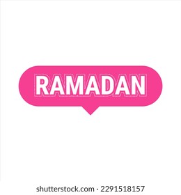Ramadan Kareem Pink Vector Callout Banner with Moon and Arabic Typography