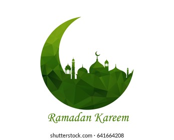 ramadan kareem polygon green color vector illustrator eps10