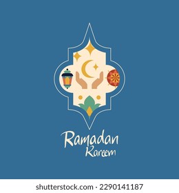 Ramadan Kareem Postcard. Vector Illustration of Religious Islam Arabic Concept. 