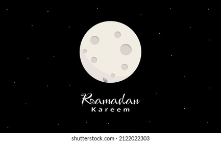 Ramadan kareem poster background of islamic festival design with full moon and atmosphere in the night sky