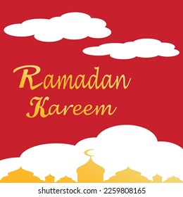 Ramadan Kareem poster background vector illustration design Greeting Card. Social Media post template Ramadhan Mubarak. Happy  Holy Ramadan. The month of fasting for Muslims