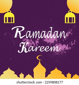 Ramadan Kareem poster background vector illustration design Greeting Card. Social Media post template Ramadhan Mubarak. Happy  Holy Ramadan. The month of fasting for Muslims