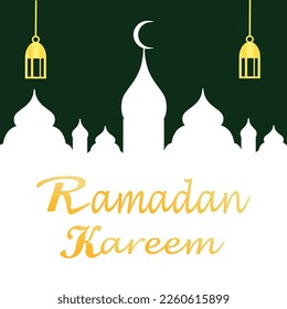 Ramadan Kareem poster background vector illustration design Greeting Card. Social Media post template Ramadhan Mubarak. Happy  Holy Ramadan. The month of fasting for Muslims