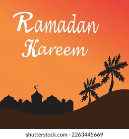 Ramadan Kareem poster background vector illustration design Greeting Card. Social Media post template Ramadhan Mubarak. Happy Holy Ramadan. The month of fasting for Muslims