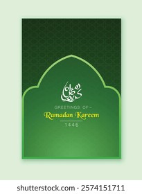 Ramadan Kareem poster design featuring intricate Arabic typography and classic Islamic patterns. Ideal for cards, posters, and digital use.  