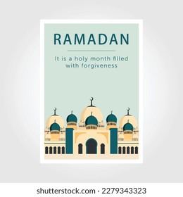 Ramadan Kareem poster design. Islamic greeting card template with ramadan for wallpaper design.