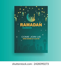 Ramadan Kareem poster flyer design template. Vector design template for Muslims.professional Ramadan Kareem card design.